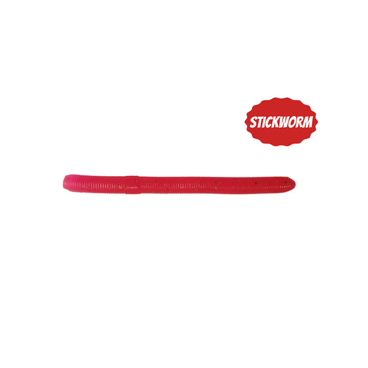 6x Stickworm Red Glitter