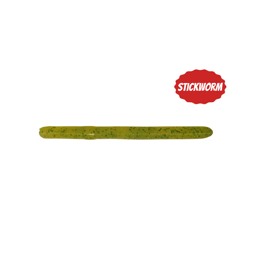 6x Stickworm Green Glitter
